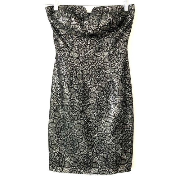 BISOU‎ BISOU Strapless Cocktail Dress, Silver/Black - Picture 1 of 14